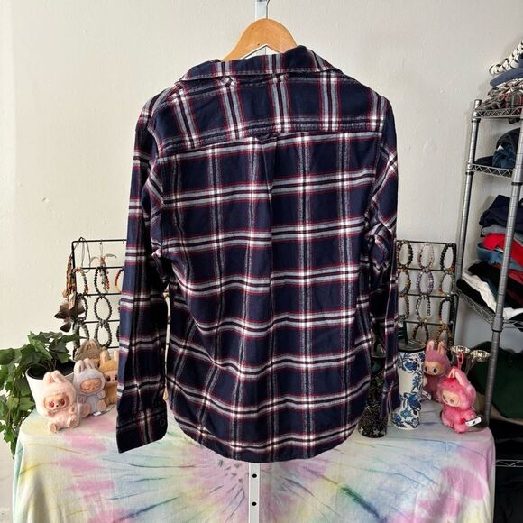 JACHS heavyweight flannel Men's Navy Plaid Button Down Shirt medium - Picture 7 of 8